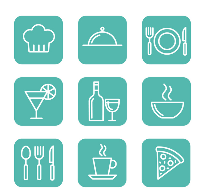 9款方形餐饮图标矢量素材 为饮食文化增添视觉风味